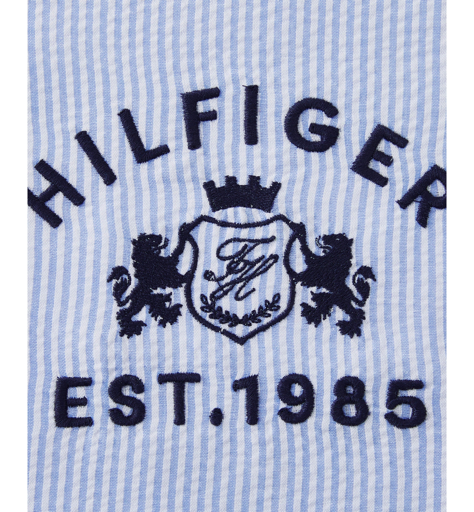 Tommy Hilfiger Crest Breakfast Seersucker Decorative Pillow, 12" x 16" - Blue, White
