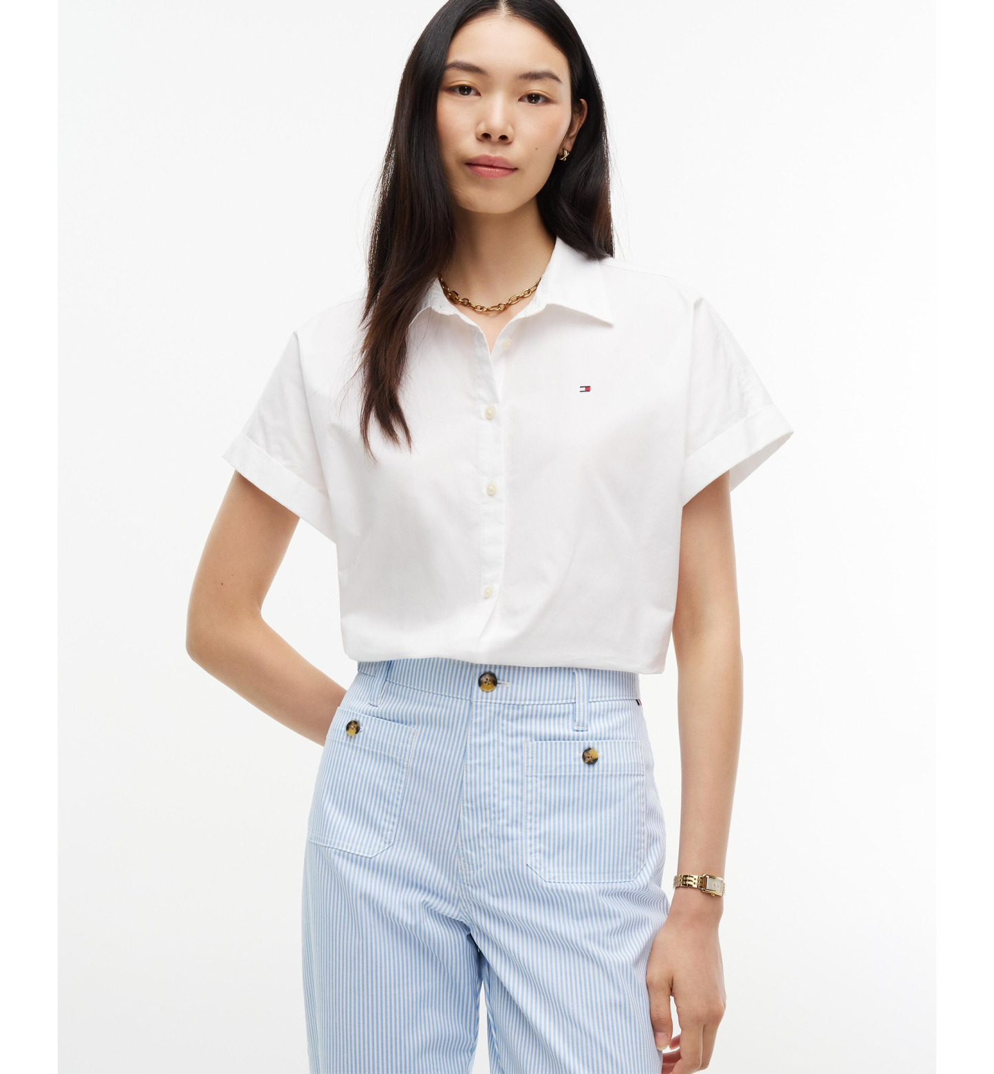 Tommy Hilfiger Damen-Twill-Chinohose mit aufgesetzten Taschen – Classic Ithaca