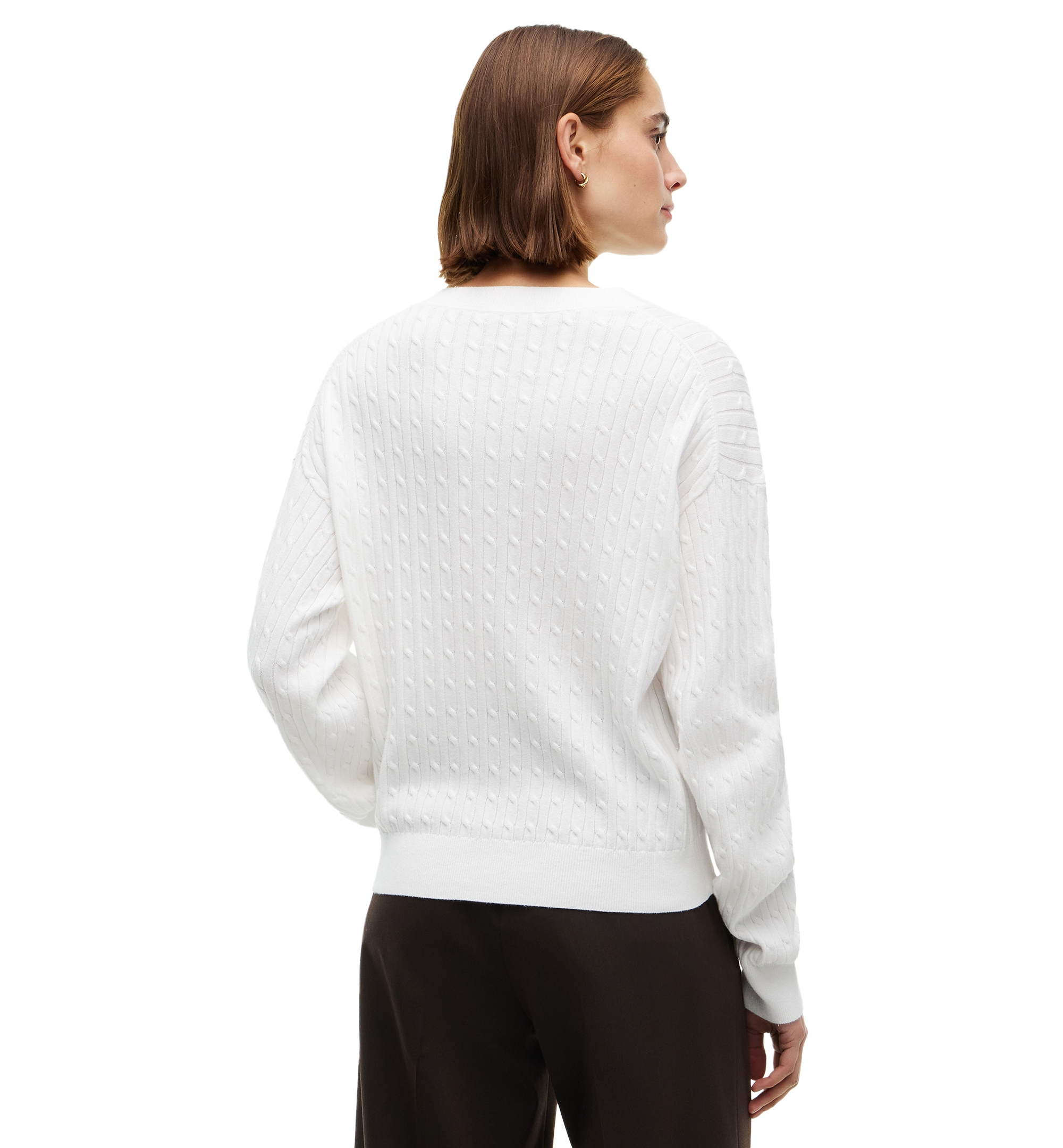Tommy Hilfiger Women's Fine Gauge Cable-Knit Crewneck Sweater - Ecru