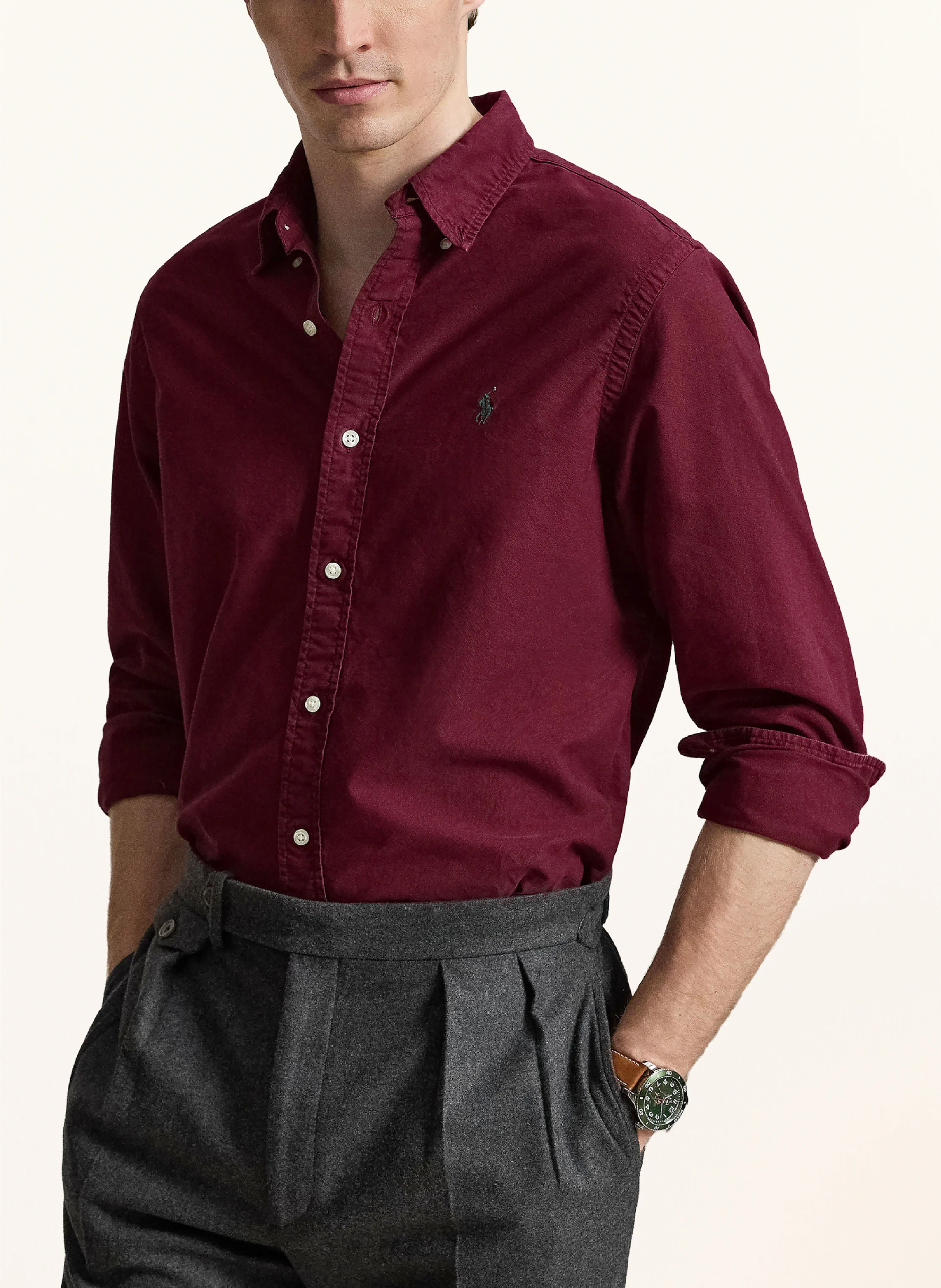 POLO RALPH LAUREN Oxfordhemd Custom Fit – DUNKELROT