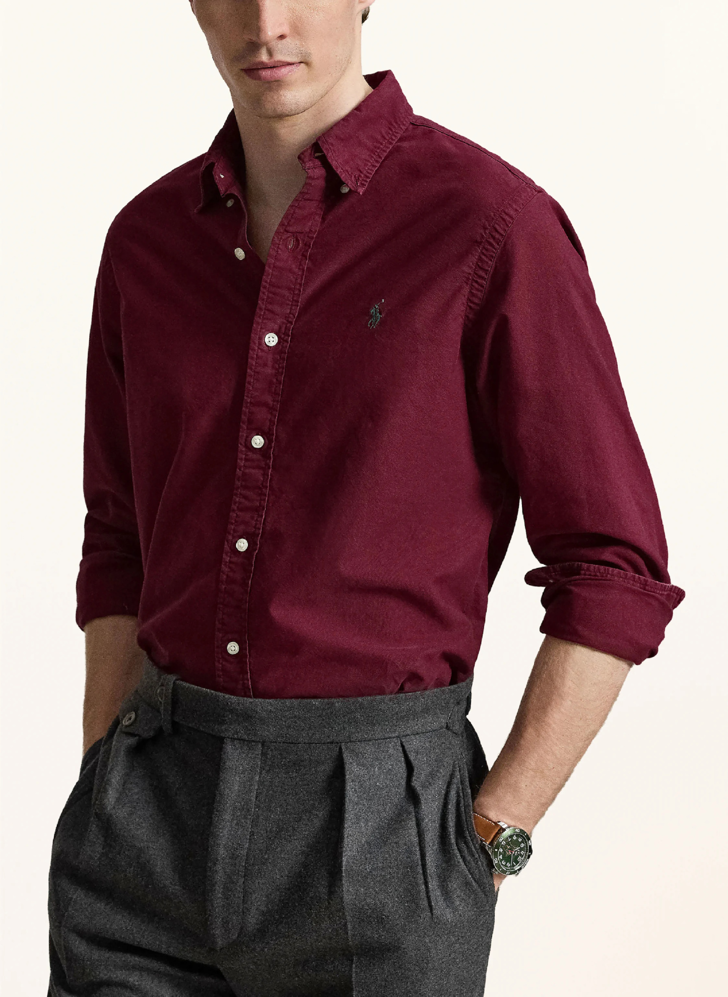 POLO RALPH LAUREN Oxfordhemd Custom Fit – DUNKELROT