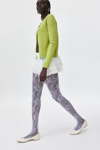 Ella Lace Tights - White