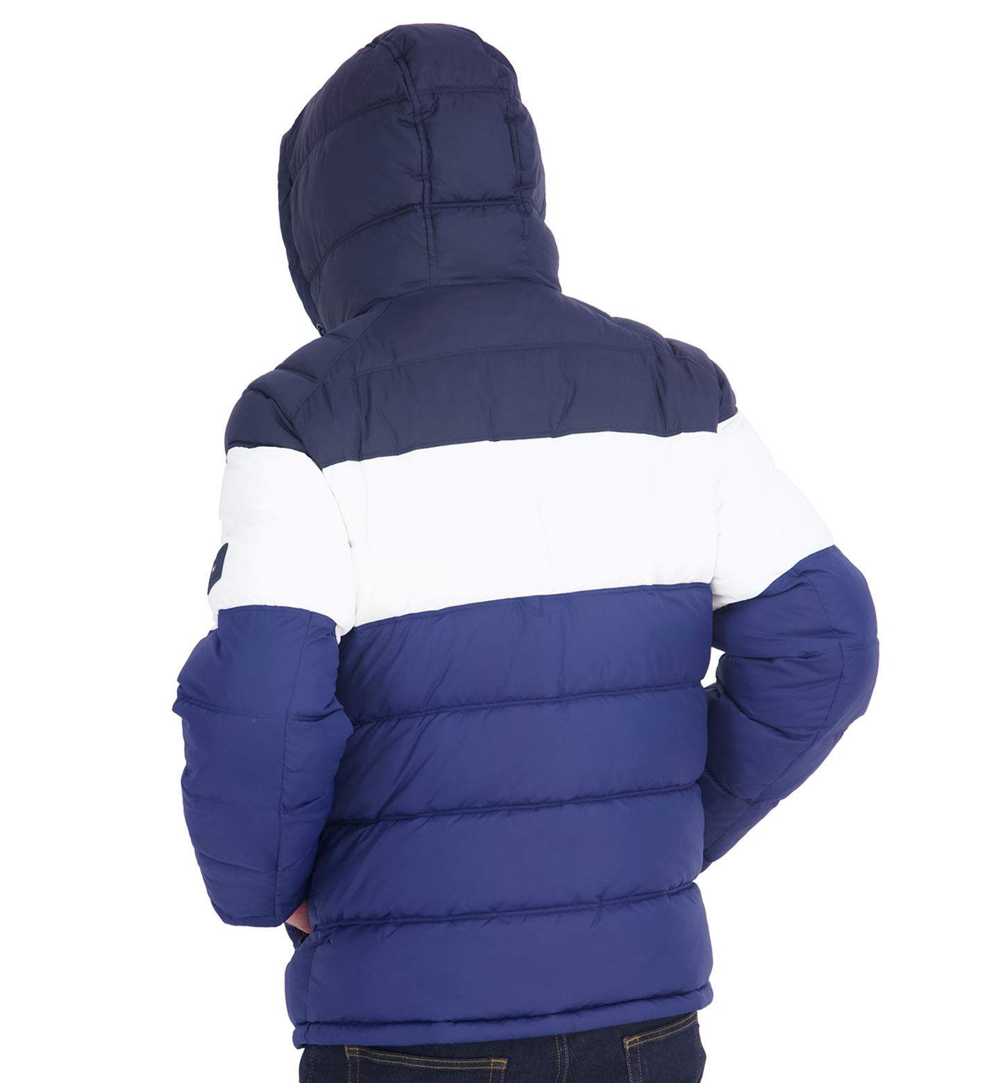 Tommy Hilfiger Men's Hooded Puffer Jacket - Royal Blue Colorblock