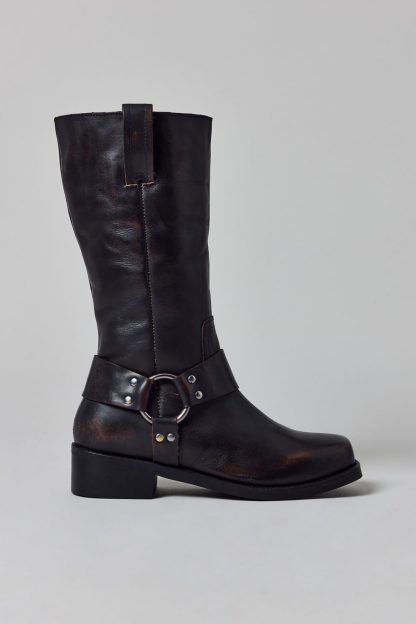 UO Moto Harness Boots - Black Distressed