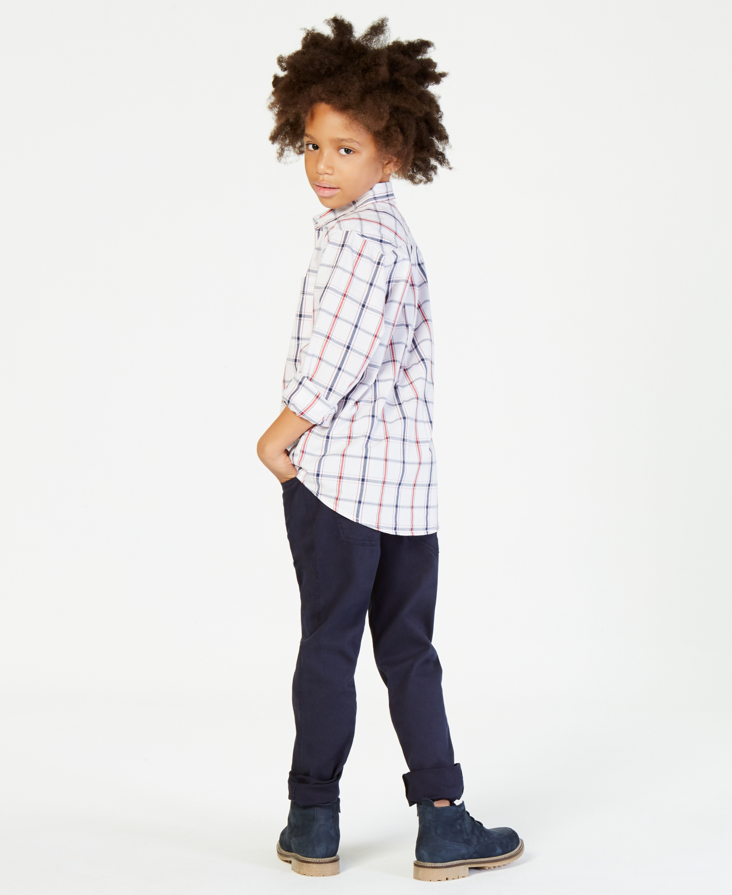 Tommy Hilfiger Boys' 8-20 Samuel Plaid Button-Down Shirt - White