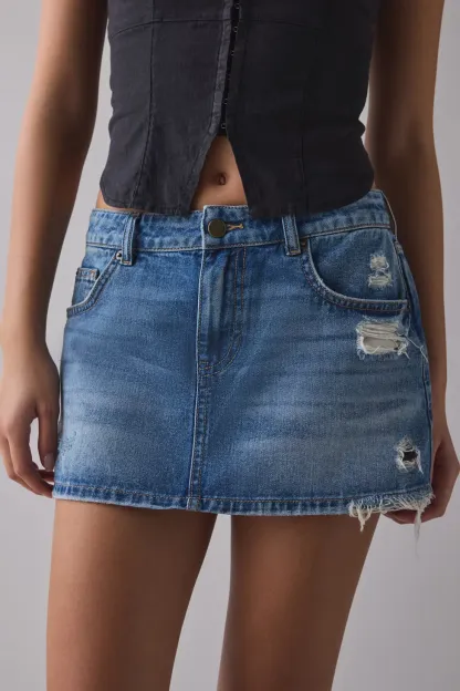 BDG Onna Denim Micro Mini Skirt - Sky