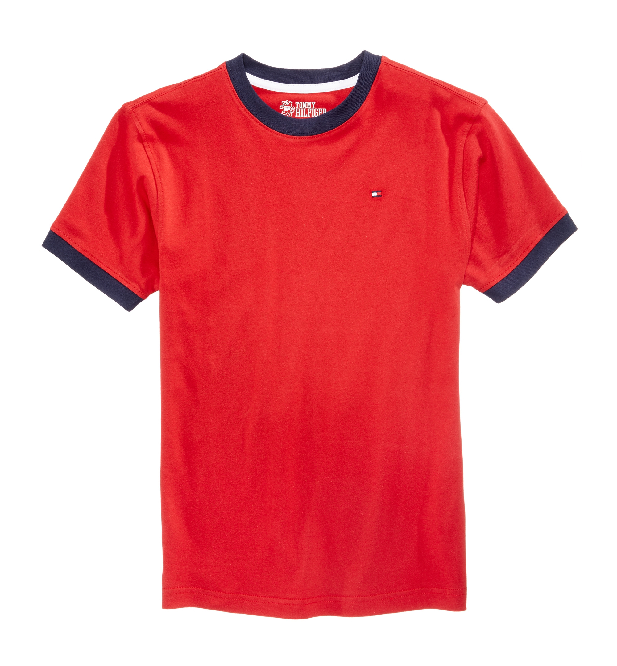 Tommy Hilfiger Boys' 2T-7 Contrast Trim Embroidered Logo Ken T-Shirt - Red