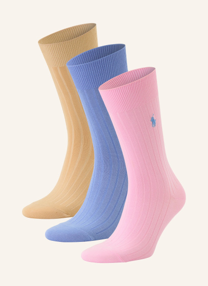 POLO RALPH LAUREN 3er-Pack Strümpfe – ROSA / BEIGE / BLAUGRAU