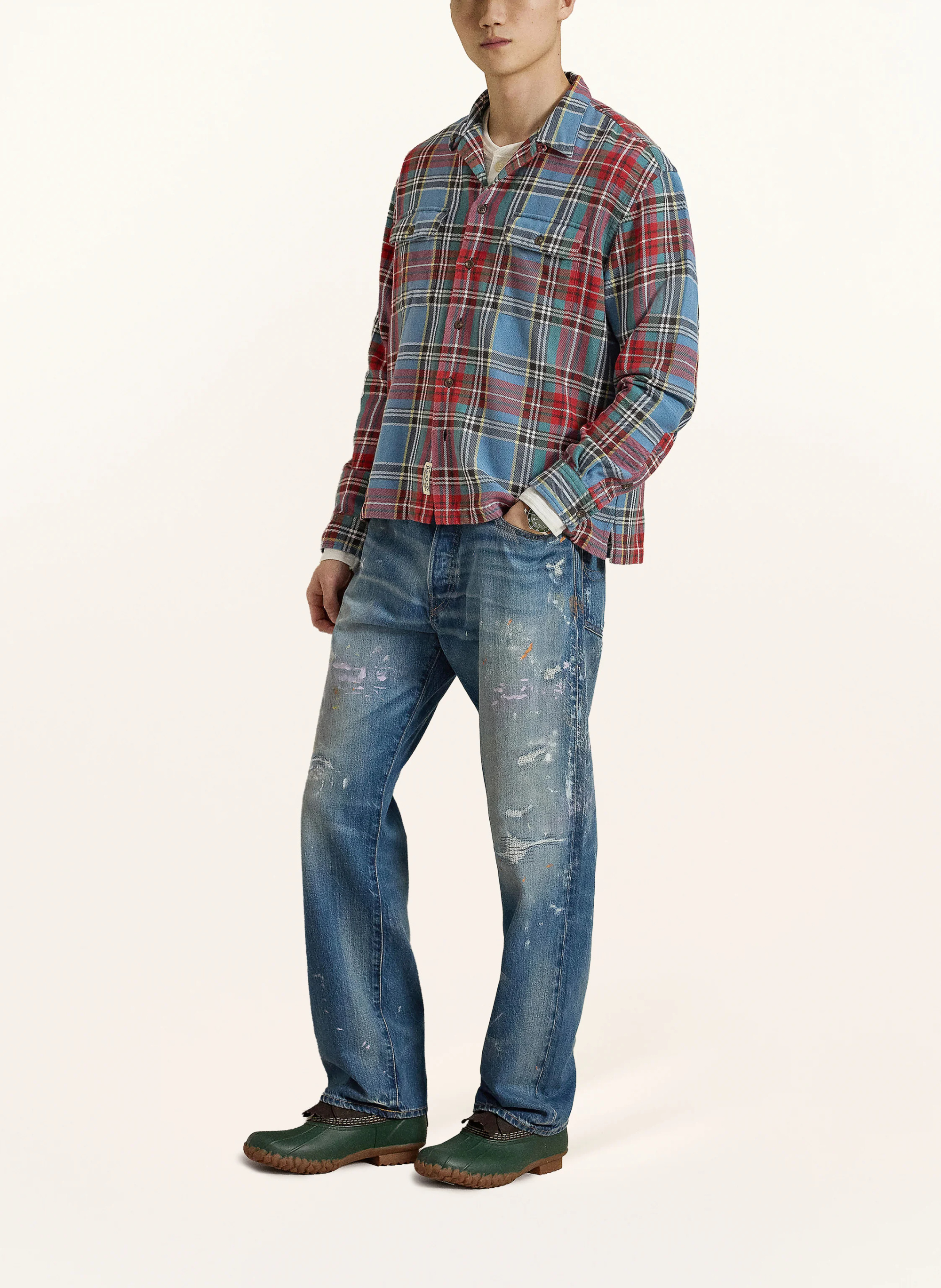 POLO RALPH LAUREN Flanellhemd Classic Fit – BLAU / ROT / GELB