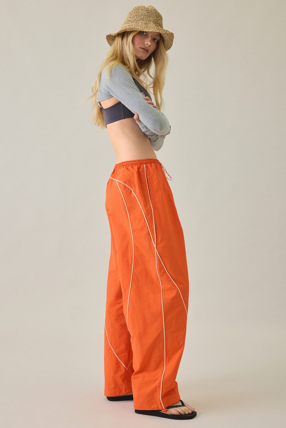 BDG Finish Line Low-Rise Baggy Track Pants - Orange