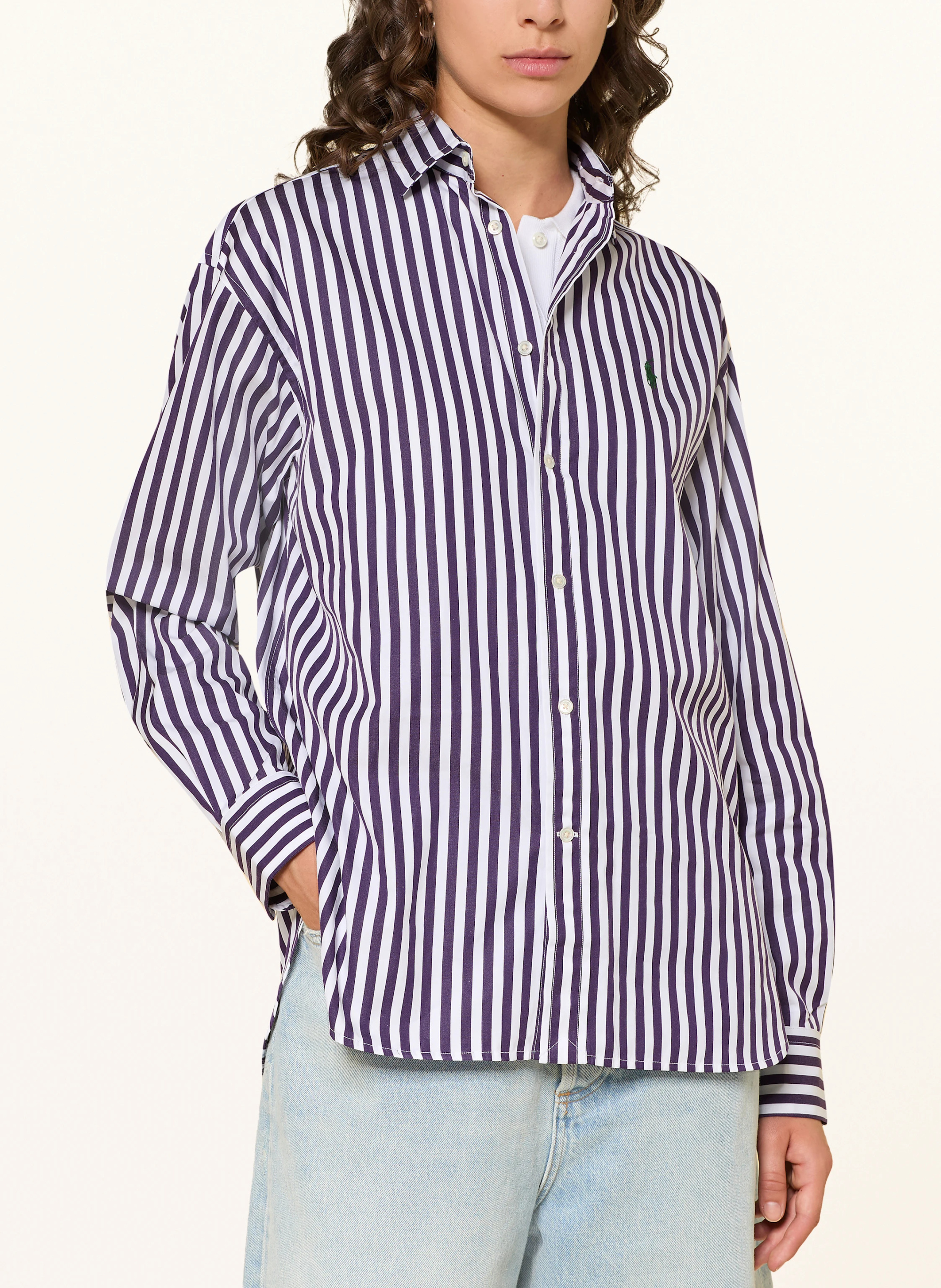 POLO RALPH LAUREN Hemdbluse – WEISS / DUNKELLILA