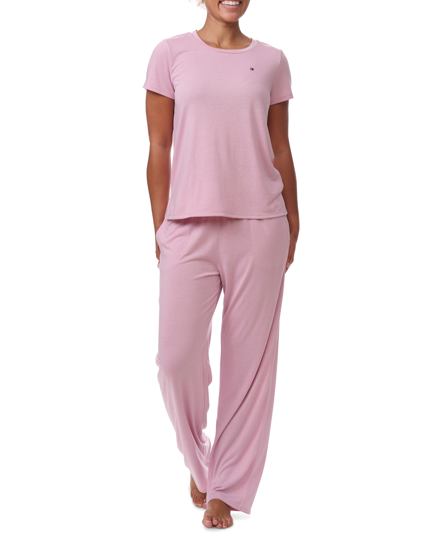 Tommy Hilfiger Women's Short-Sleeve Crewneck Sleep Tee - Breezy Orchid
