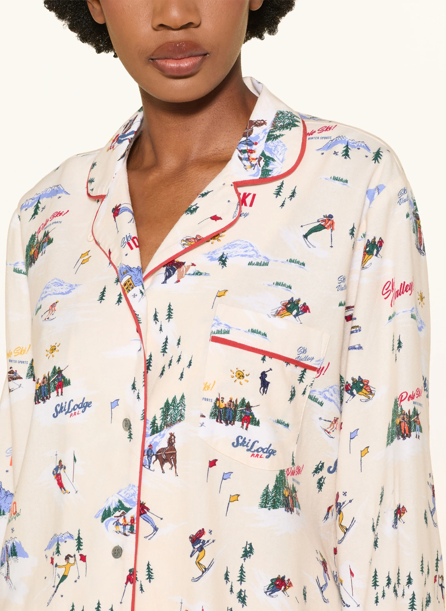 POLO RALPH LAUREN Schlafanzug aus Flanell – ECRU / ROT / GRÜN