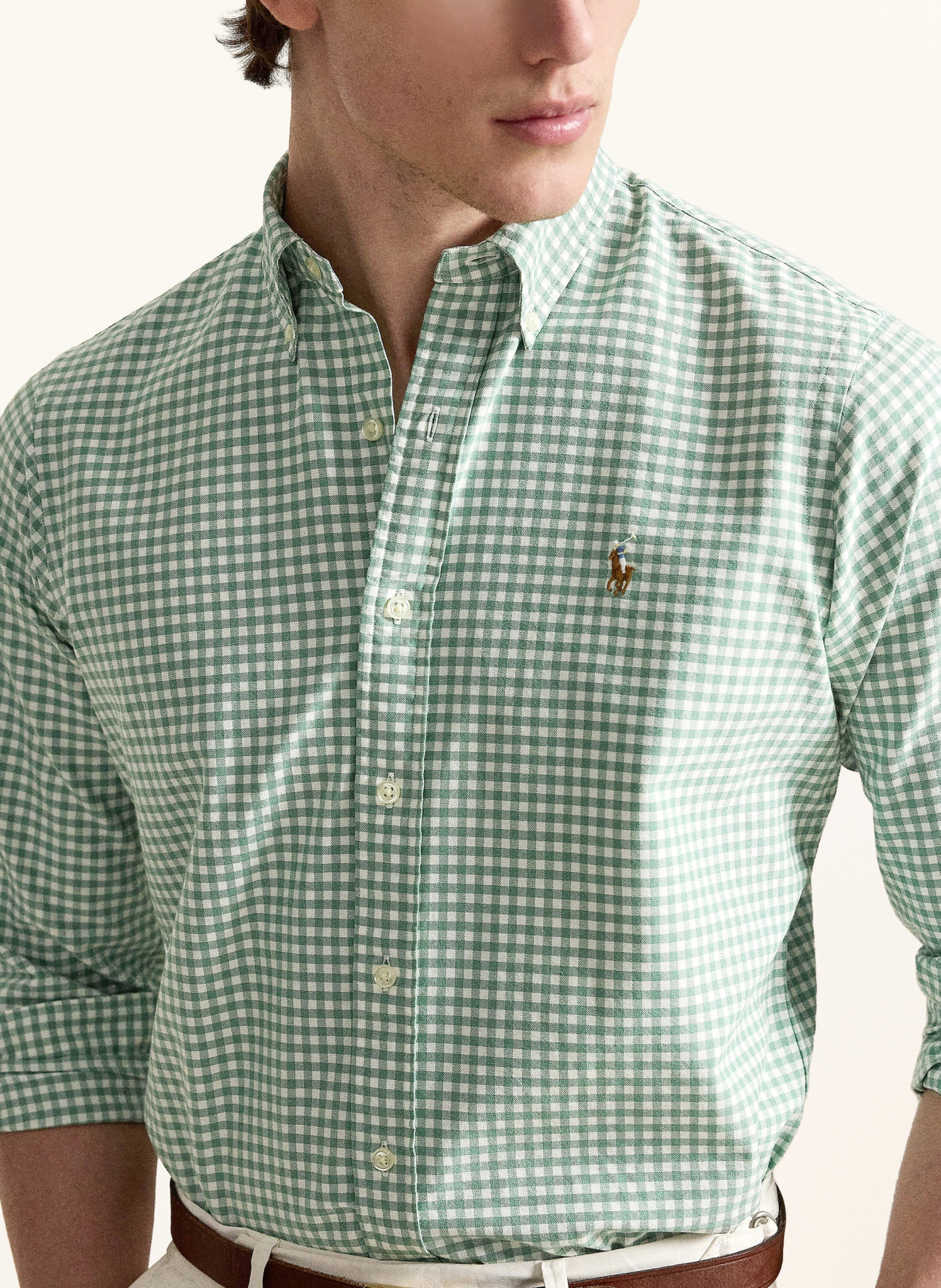 POLO RALPH LAUREN Hemd Custom Fit – HELLGRÜN / WEISS