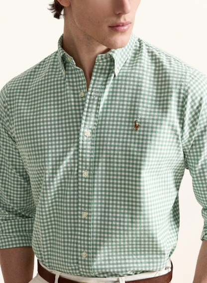 POLO RALPH LAUREN Hemd Custom Fit – HELLGRÜN / WEISS