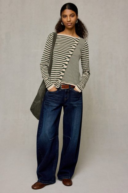 BDG Sutton Slanted Asymmetric Button Cardigan - Neutral Multi