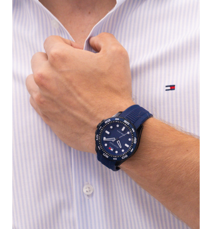 Tommy Hilfiger Men's Quartz Blue Silicone Strap Watch, 40mm - Navy
