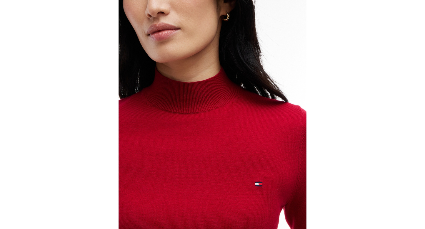 Tommy Hilfiger Women's Mock Neck Long-Sleeve Slim-Fit Sweater - Raspberry Juice