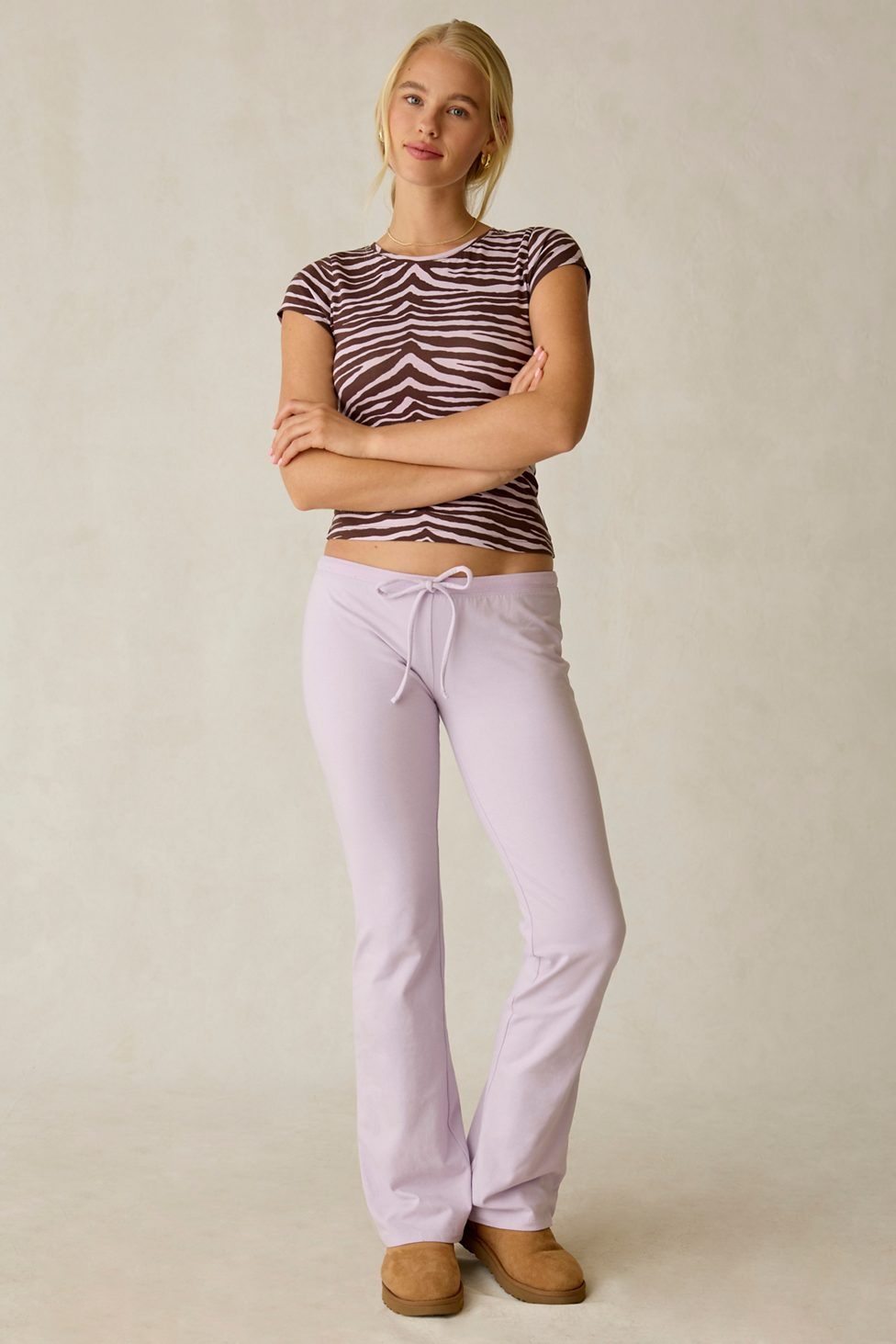 Out From Under Bec Low-Rise Slim Flare Pants - Lavender