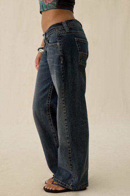 BDG Kayla Wash Effect Low-Rise Jeans - Blue Black Blasted