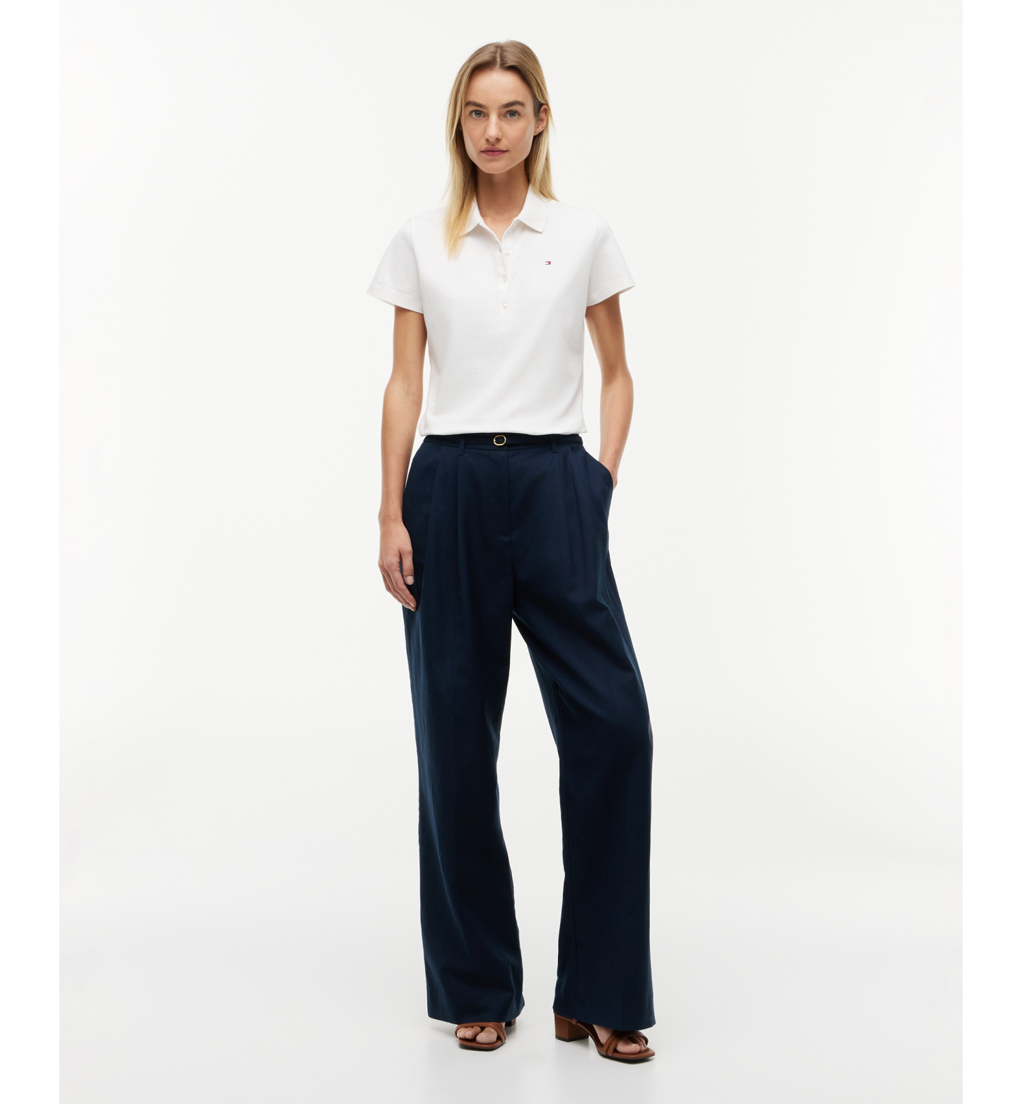 Tommy Hilfiger Women's Classic Pique Short-Sleeve Polo T-Shirt - Dark Night Navy/Ecru Stripe