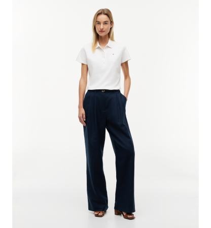 Tommy Hilfiger Women's Classic Pique Short-Sleeve Polo T-Shirt - Dark Night Navy/Ecru Stripe