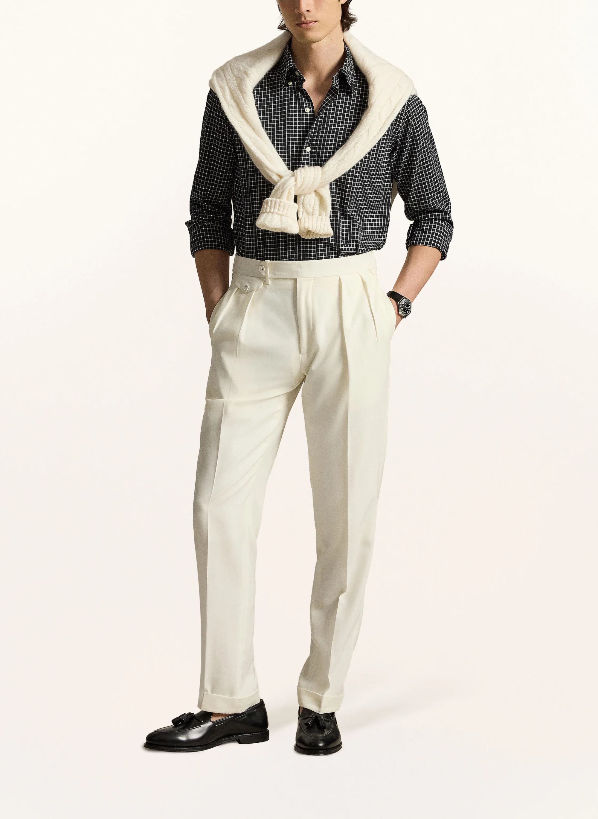 POLO RALPH LAUREN Hemd Custom Fit – SCHWARZ / WEISS