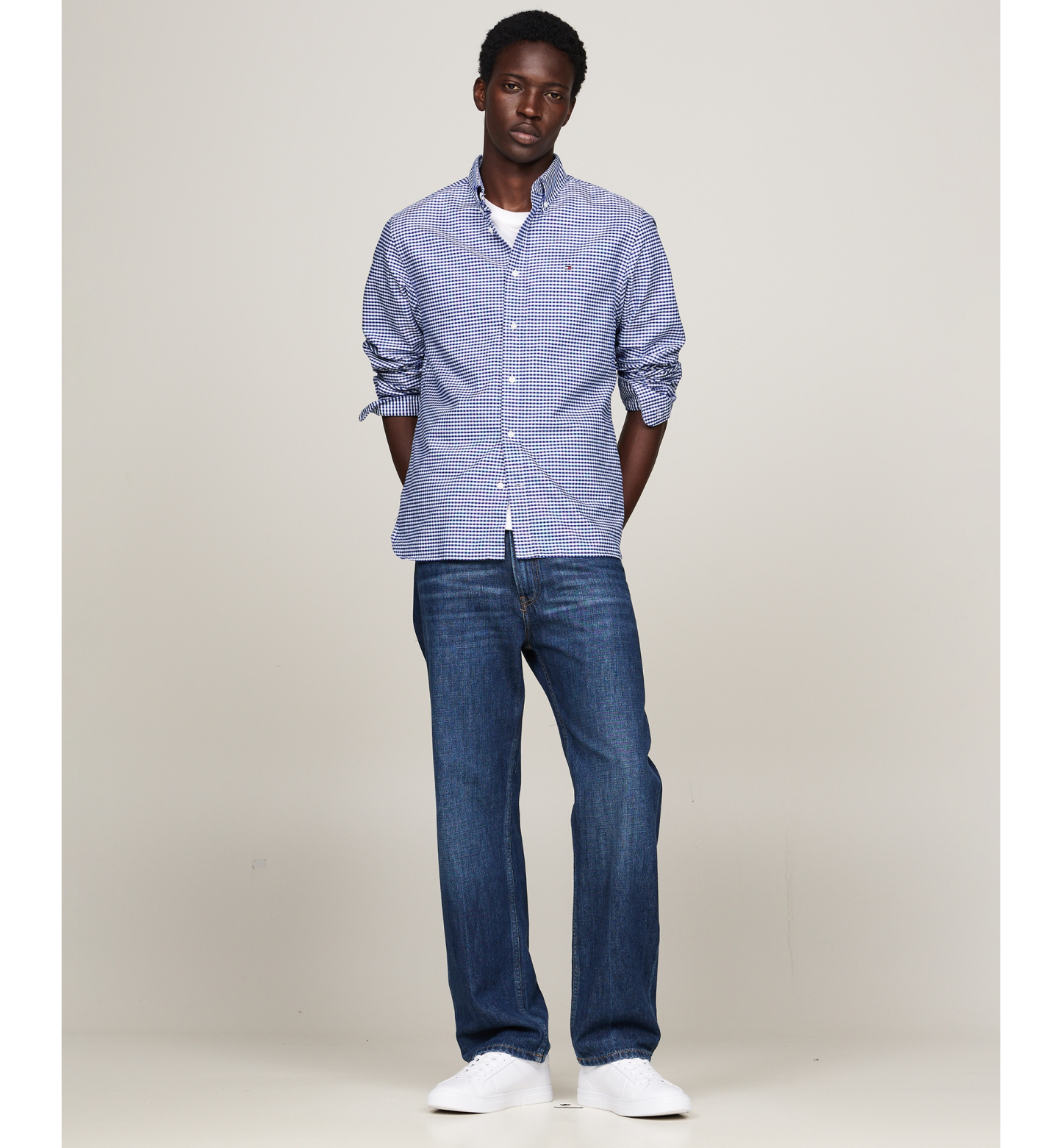 Tommy Hilfiger Men's Heritage Oxford Long-Sleeve Gingham Shirt - Royal Blue/Check