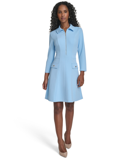 Tommy Hilfiger Women's Zip-Front Fit and Flare Dress - Breeze