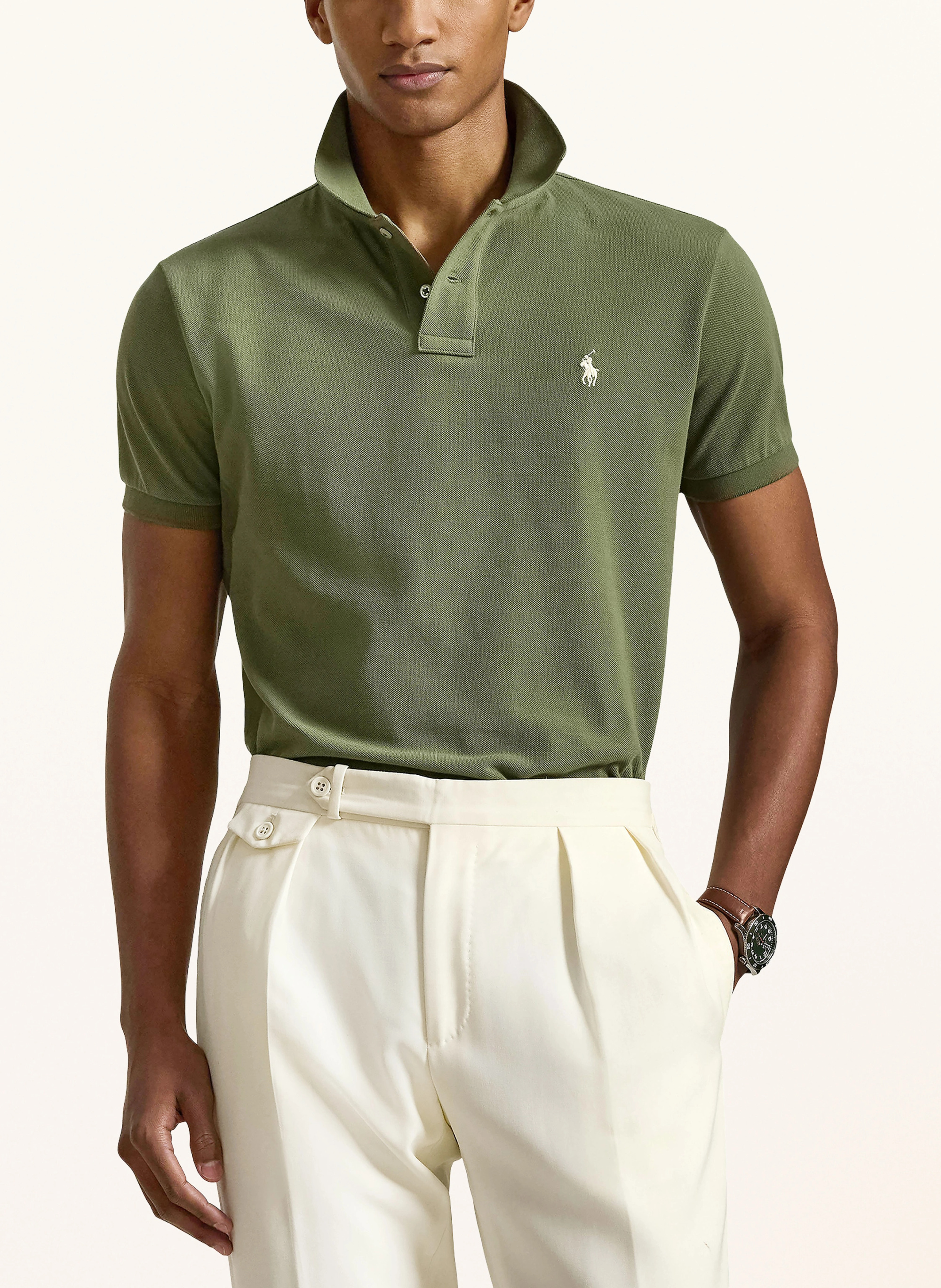 POLO RALPH LAUREN Piqué-Poloshirt Custom Slim Fit – KHAKI / CREME
