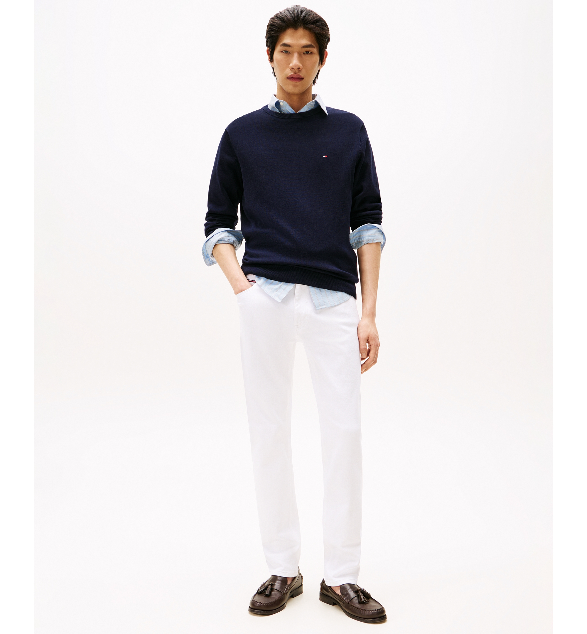 Tommy Hilfiger Men's Essential Cotton Crewneck Sweater - Desert Sky