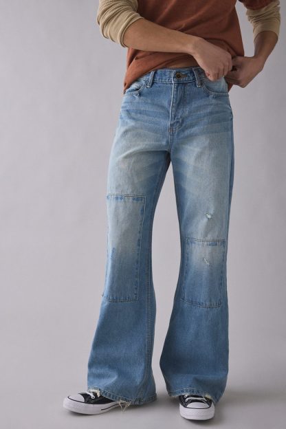 BDG Slacker Patchwork Relaxed Fit Flare Jeans - Vintage Denim Medium