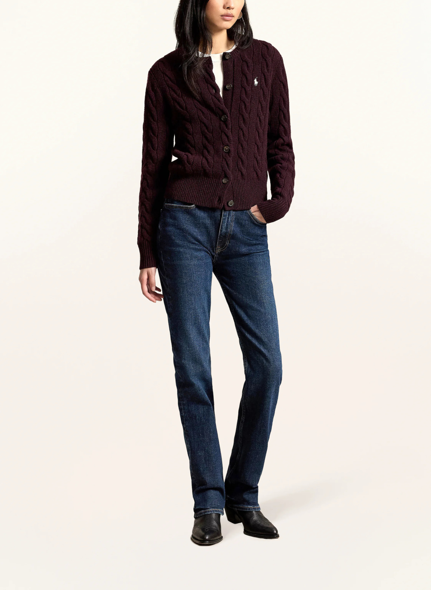 POLO RALPH LAUREN Strickjacke – DUNKELROT