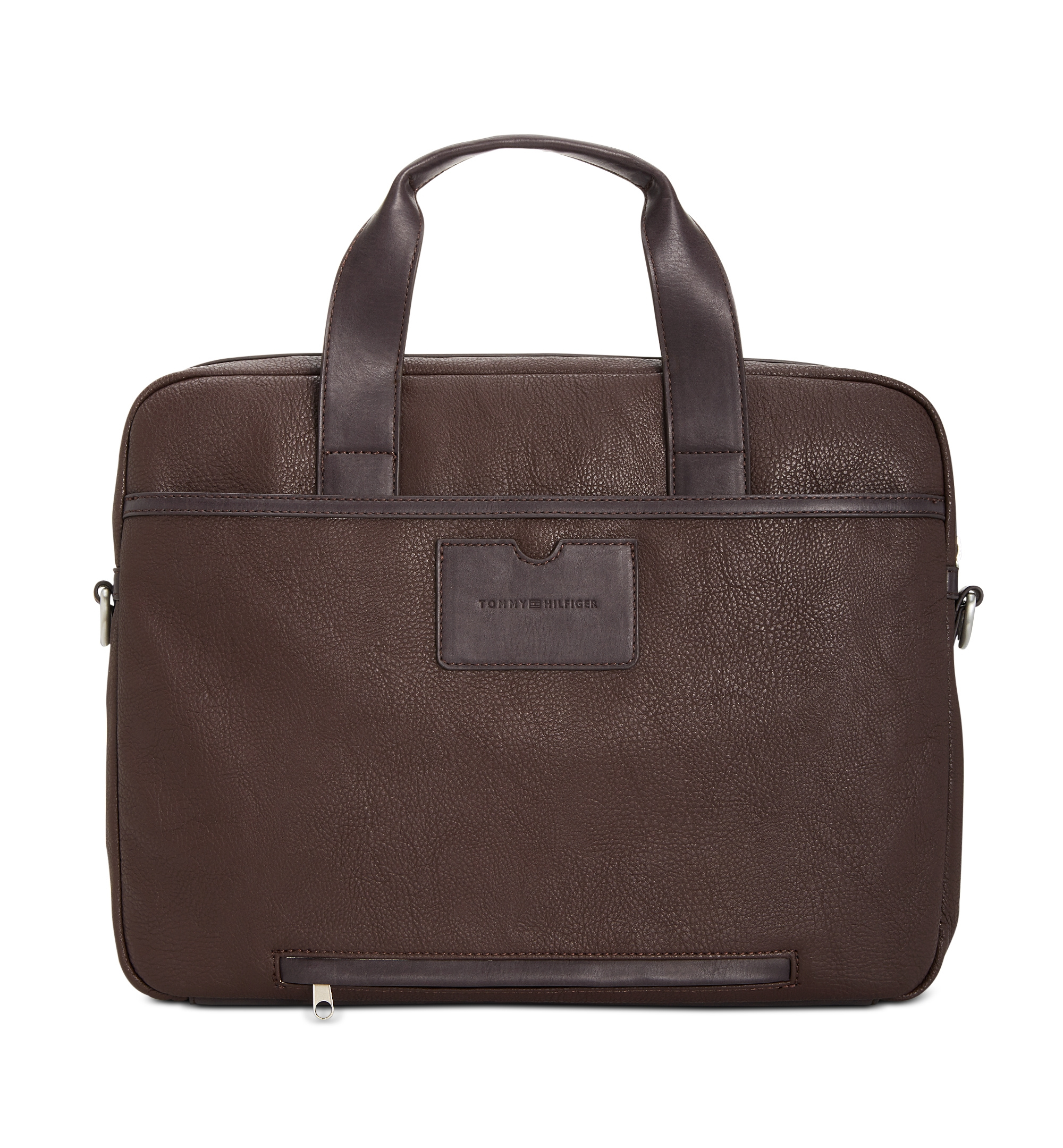 Tommy Hilfiger Men's Pebble Faux-Leather Leo Briefcase - Brown