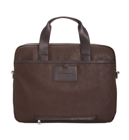 Tommy Hilfiger Men's Pebble Faux-Leather Leo Briefcase - Brown