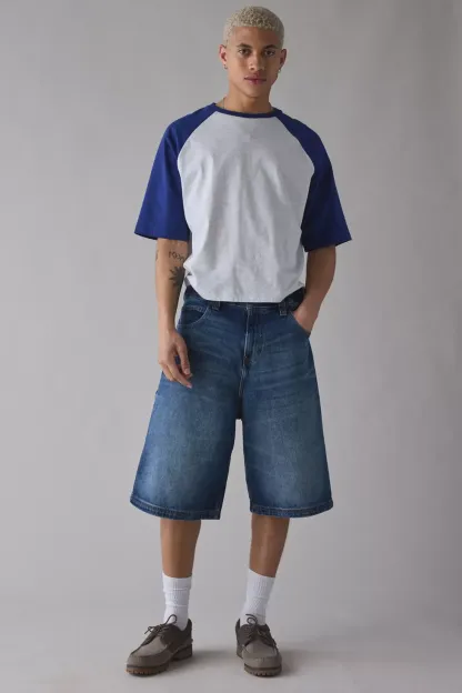 BDG Astro Baggy Washed Denim Jorts - Vintage Denim Medium