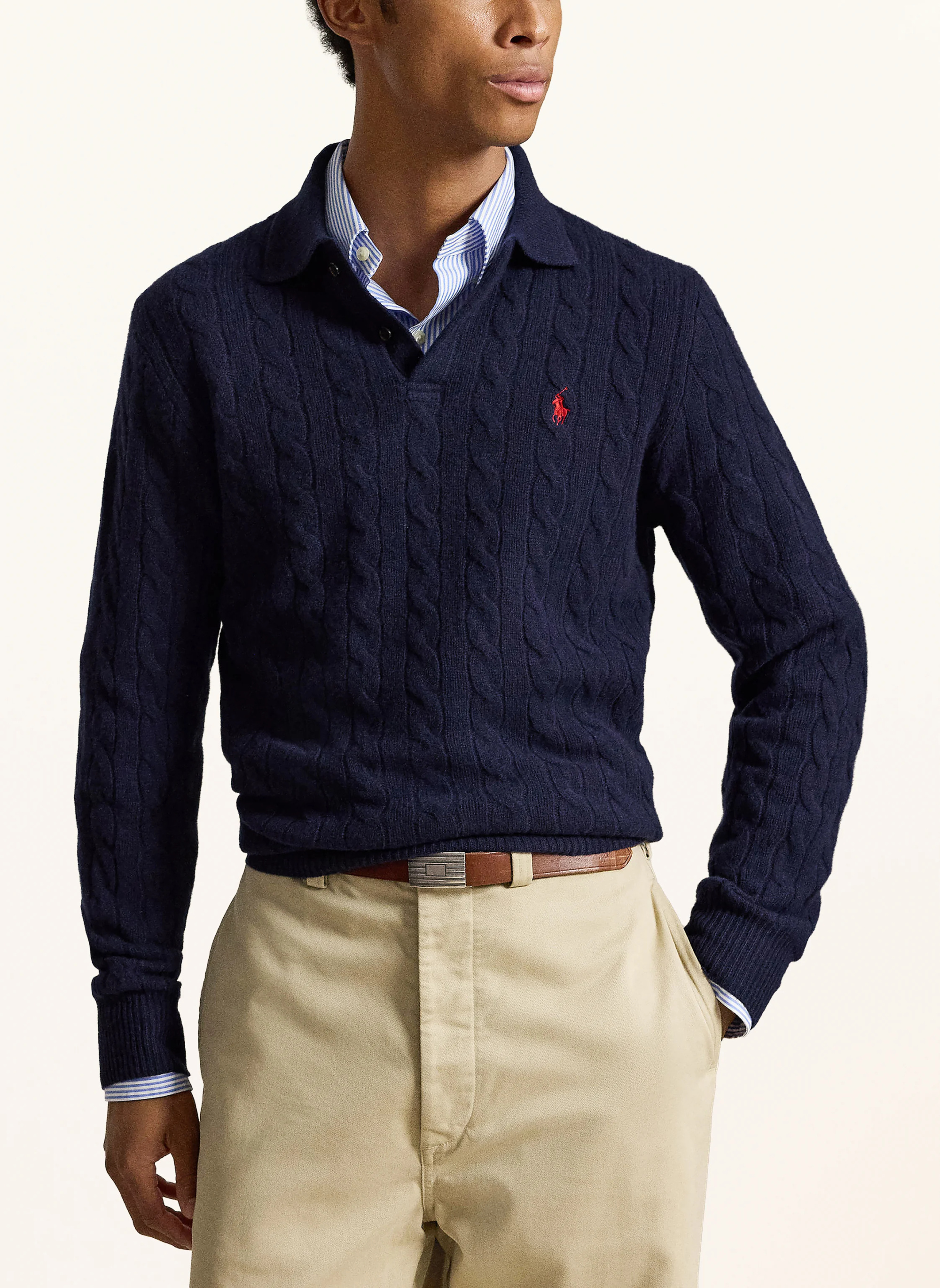 POLO RALPH LAUREN Strick-Poloshirt – DUNKELBLAU