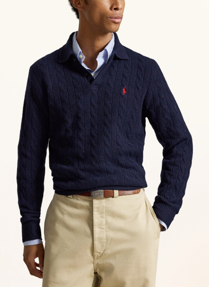 POLO RALPH LAUREN Strick-Poloshirt – DUNKELBLAU
