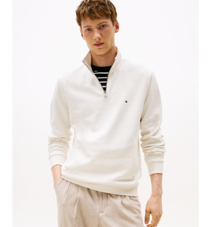 Tommy Hilfiger Men's Essential Intechno Knit Regular-Fit Quarter-Zip Sweatshirt - Ivory Petal