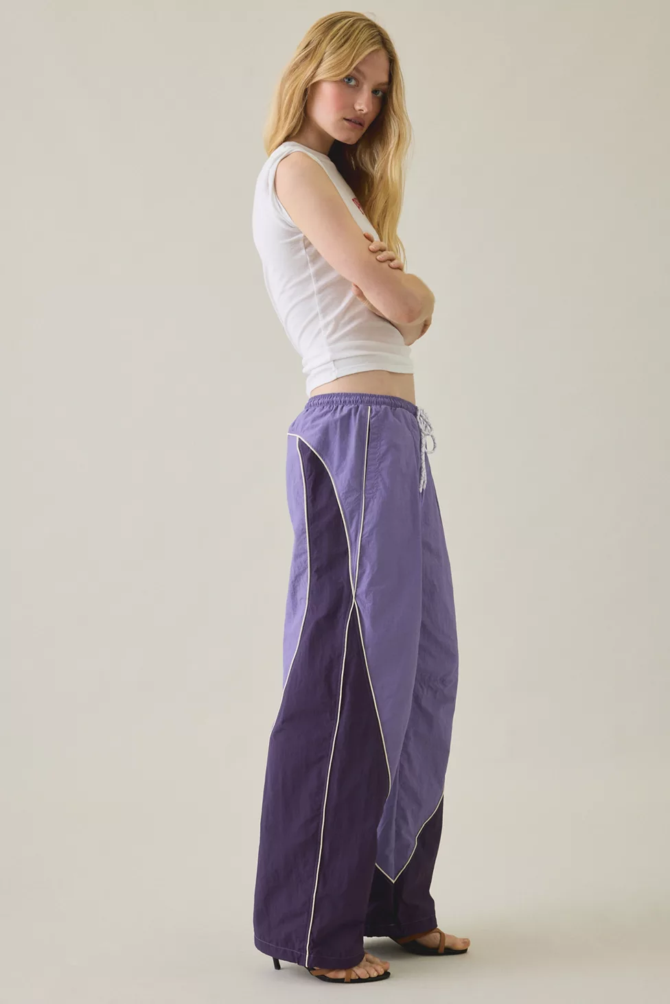 BDG Finish Line Low-Rise Baggy Track Pants - Purple