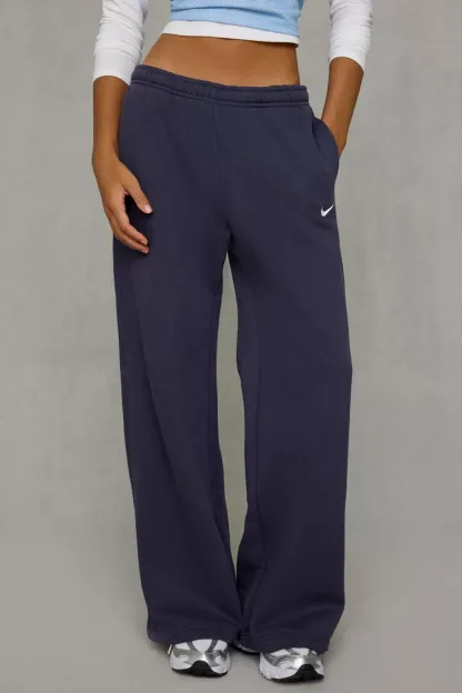 Nike Studio Fleece Mid-Rise Wide Leg Pants - Charcoal