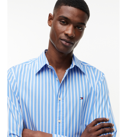 Tommy Hilfiger Regular-Fit Men's Flex Poplin Stripe Shirt - Blue Spell / Stripe