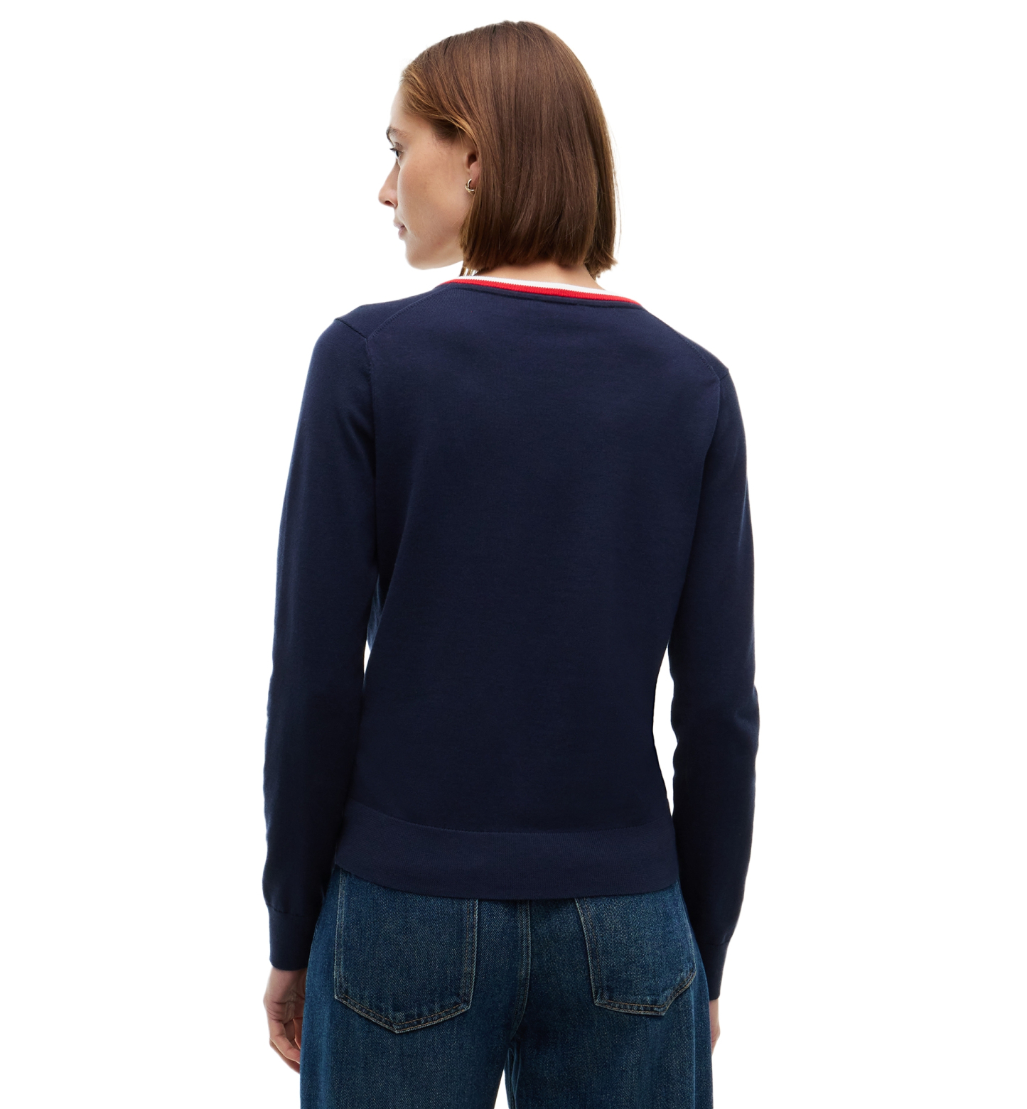 Tommy Hilfiger Women's V-Neck Long-Sleeve Sweater - Dark Blue