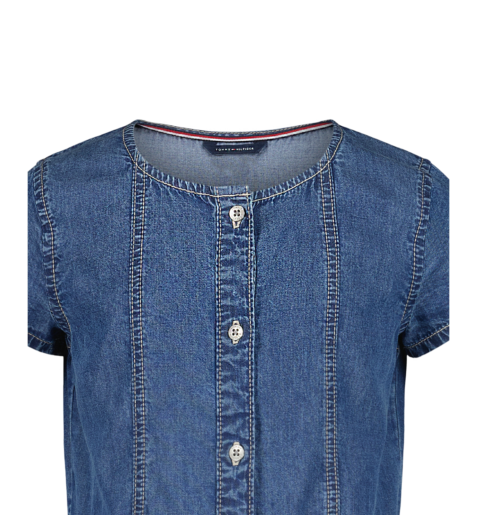 Tommy Hilfiger Girls' 4-16 Denim Short-Sleeve Dress - Dekalb Wash
