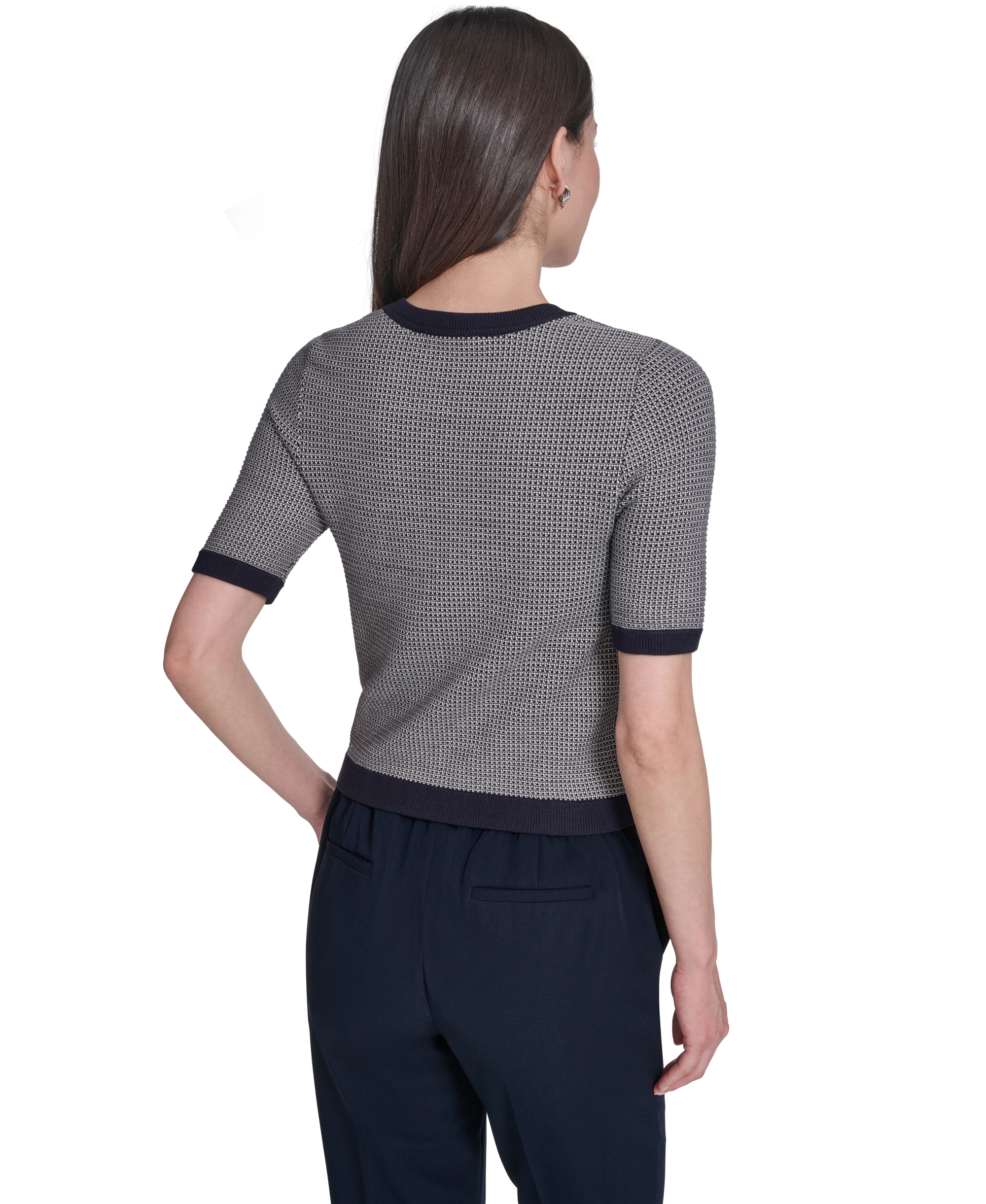 Tommy Hilfiger Women's Short-Sleeve Crewneck Sweater - Midnight/Whitecap