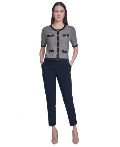 Tommy Hilfiger Women's Short-Sleeve Crewneck Sweater - Midnight/Whitecap