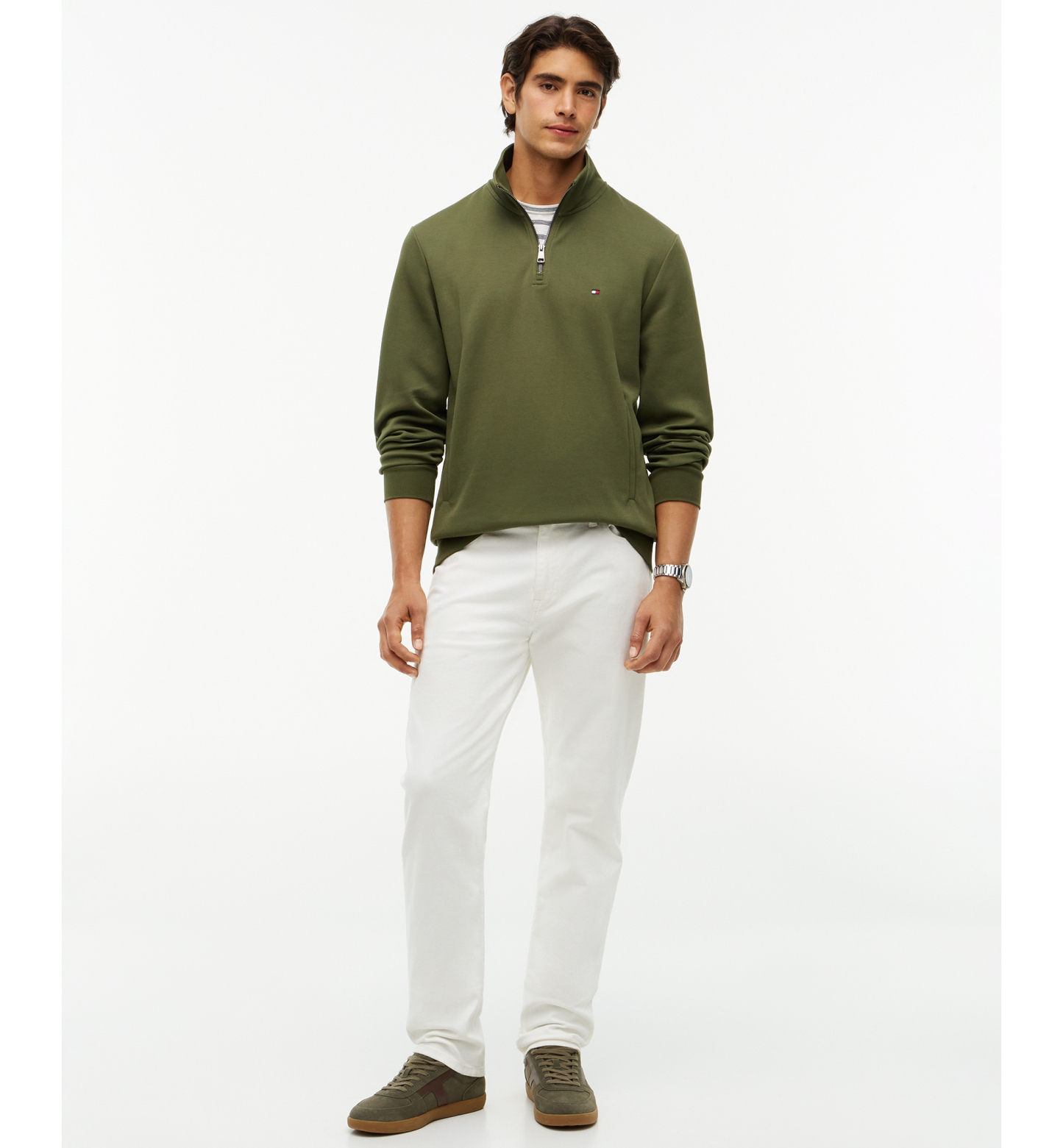 Tommy Hilfiger Men's Essential Intechno Knit Regular-Fit Quarter-Zip Sweatshirt - Hunstman Green