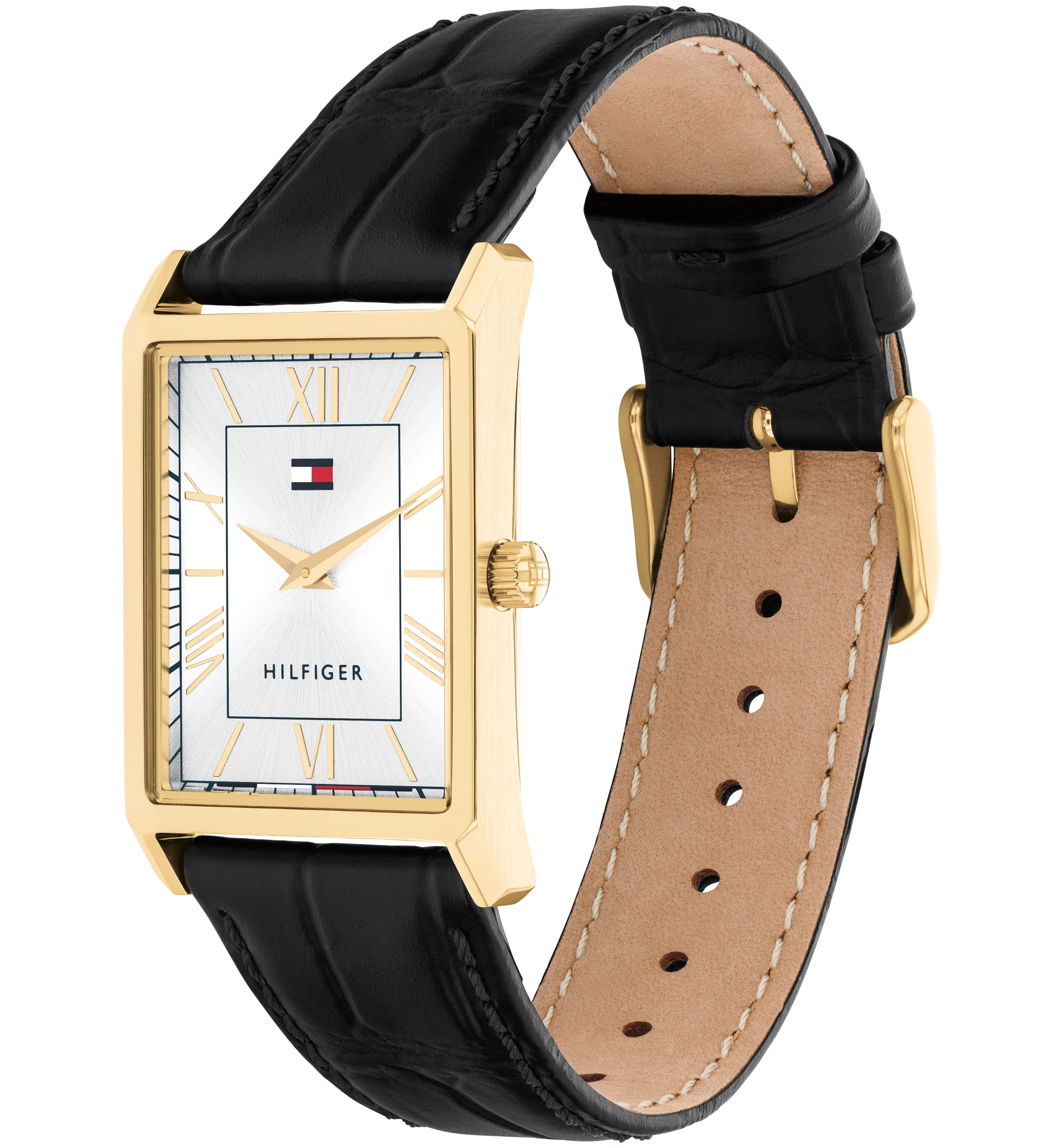 Tommy Hilfiger Men's Quartz Black Leather Watch, 25.5 mm - Black