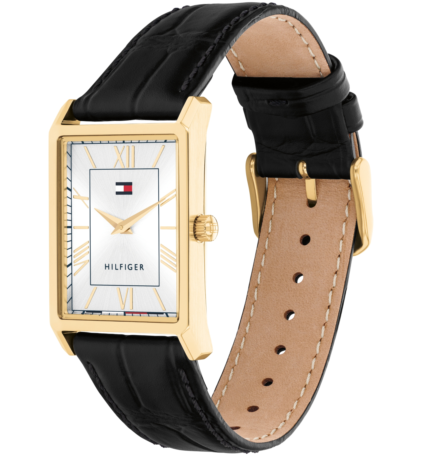 Tommy Hilfiger Men's Quartz Black Leather Watch, 25.5 mm - Black