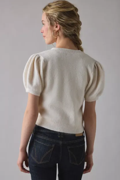 Kimchi Blue Kate Puff Short Sleeve Cardigan - White